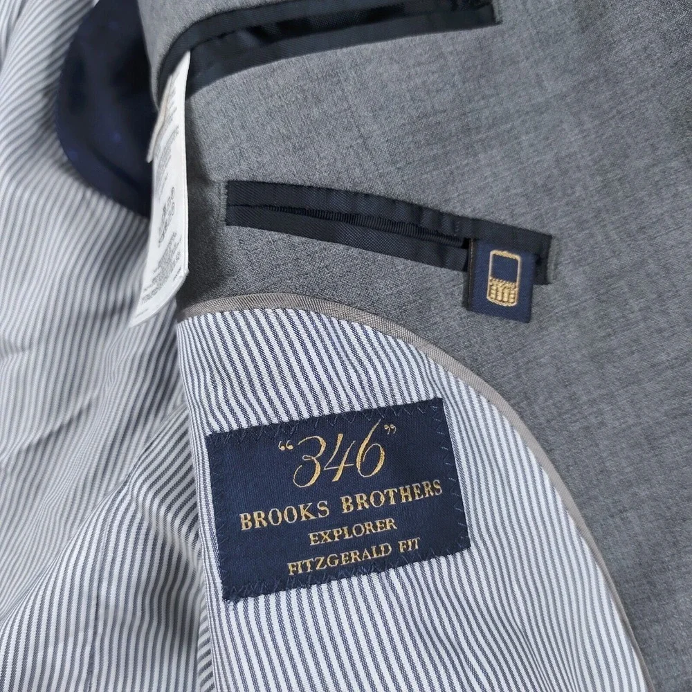 Brooks Brothers 346 Jacket Men 46R Gray Striped Lined Wool Fitzgerald Fit Blazer